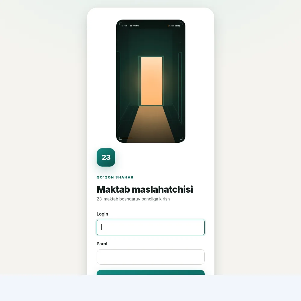 Maktab paneli kirish sahifasi